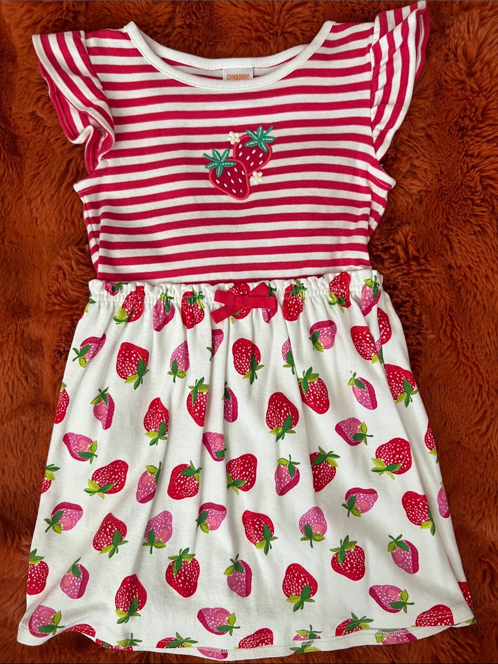 Gymboree Pink & White Strawberry Print Cotton Dress